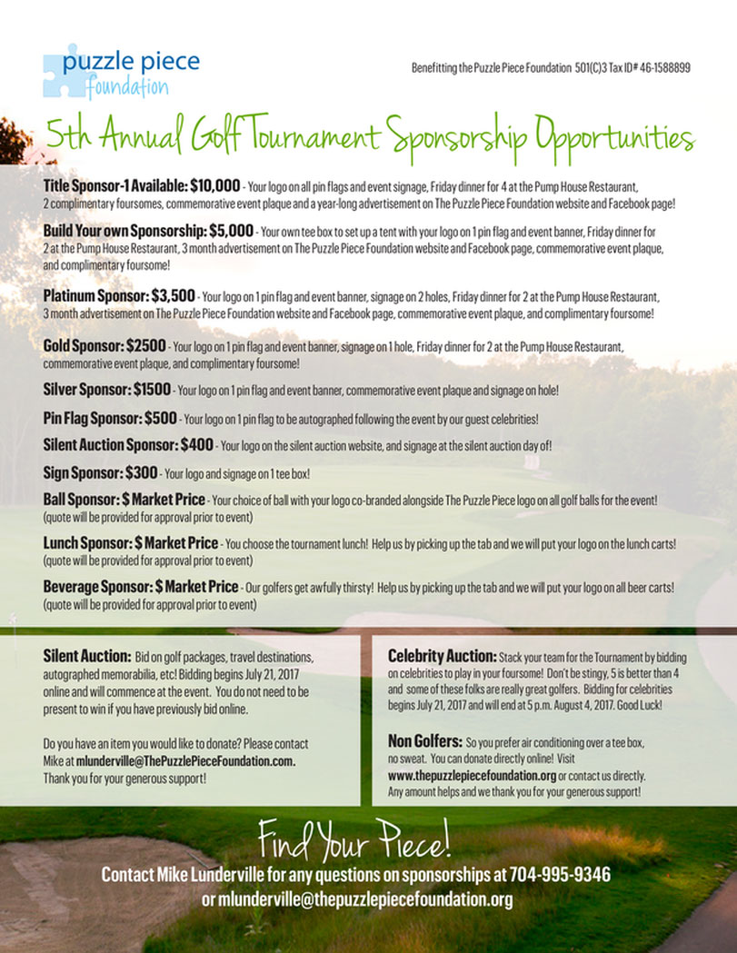 5th Annual Golf Tournament Sponsorship Levels